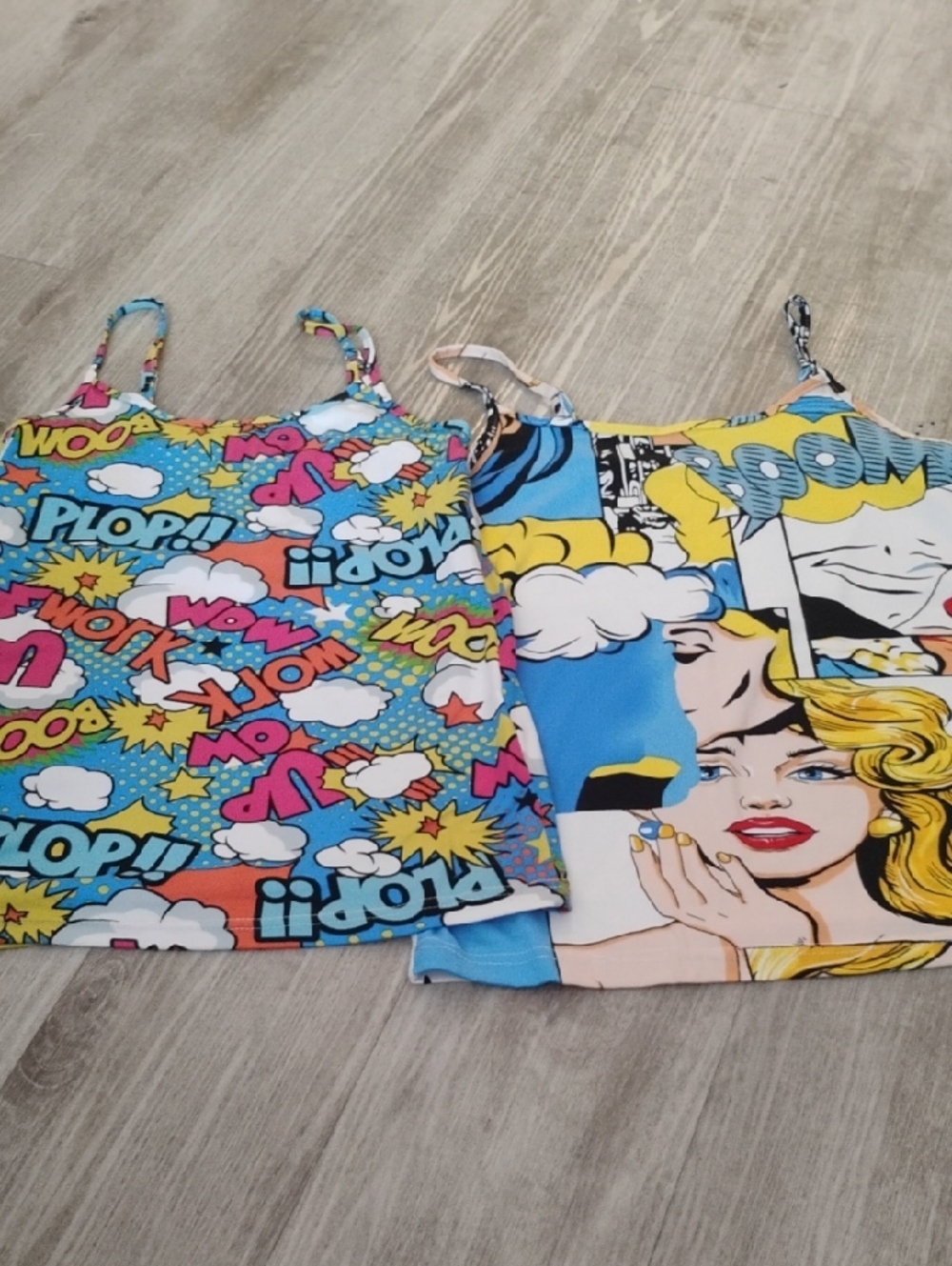 Comic Pop Art Spaghetti Strap Tank Tops - Bright Multicolor2pc ✨💭